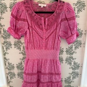 LoveShackFancy Pink Mini Dress